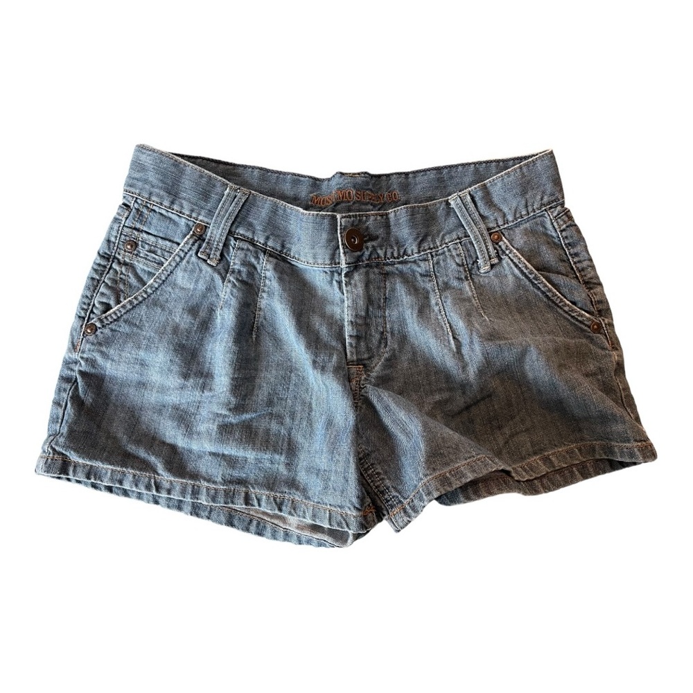 Mossimo Supply Co Juniors Blue Grey Denim Shorts Zip Fly Button Hemmed Size 9